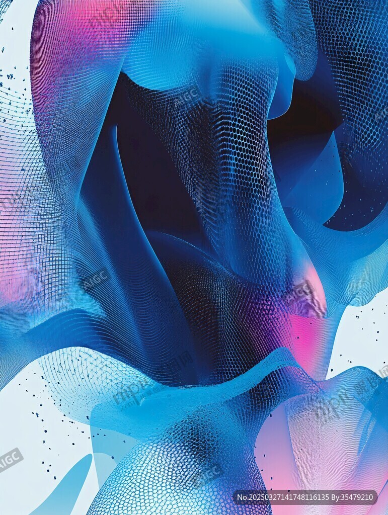 梦幻蓝紫抽象流体艺术