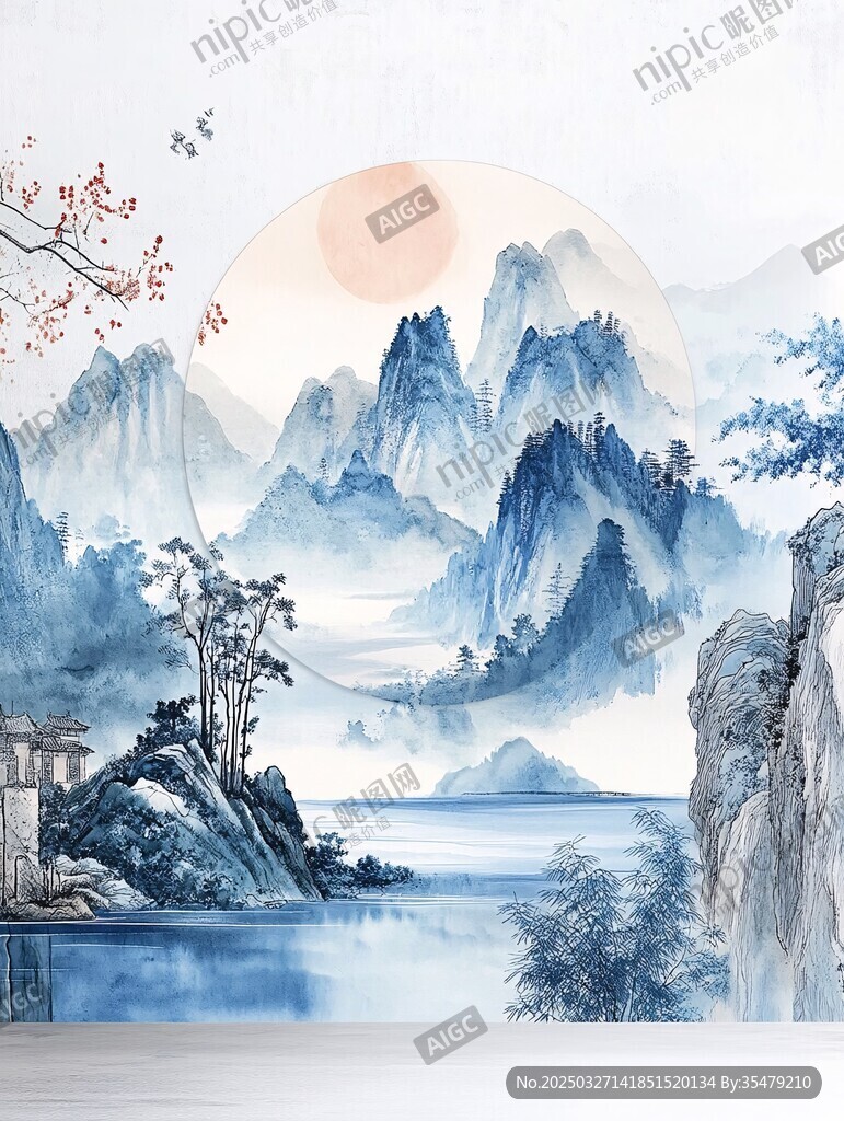水墨山水意境背景图