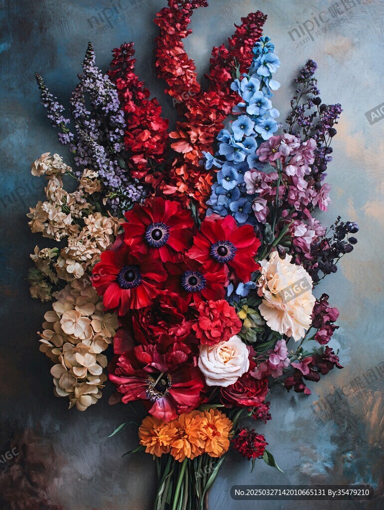 多彩缤纷鲜花组合花束
