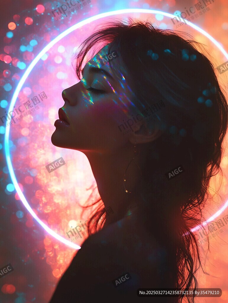 梦幻光影中的迷人女性