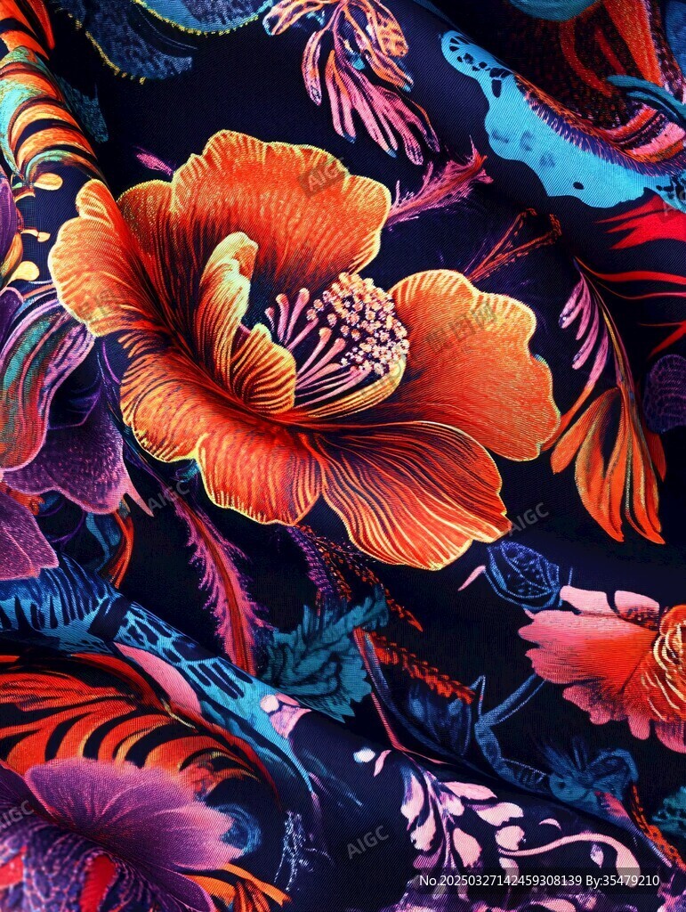 绚丽花卉图案布料