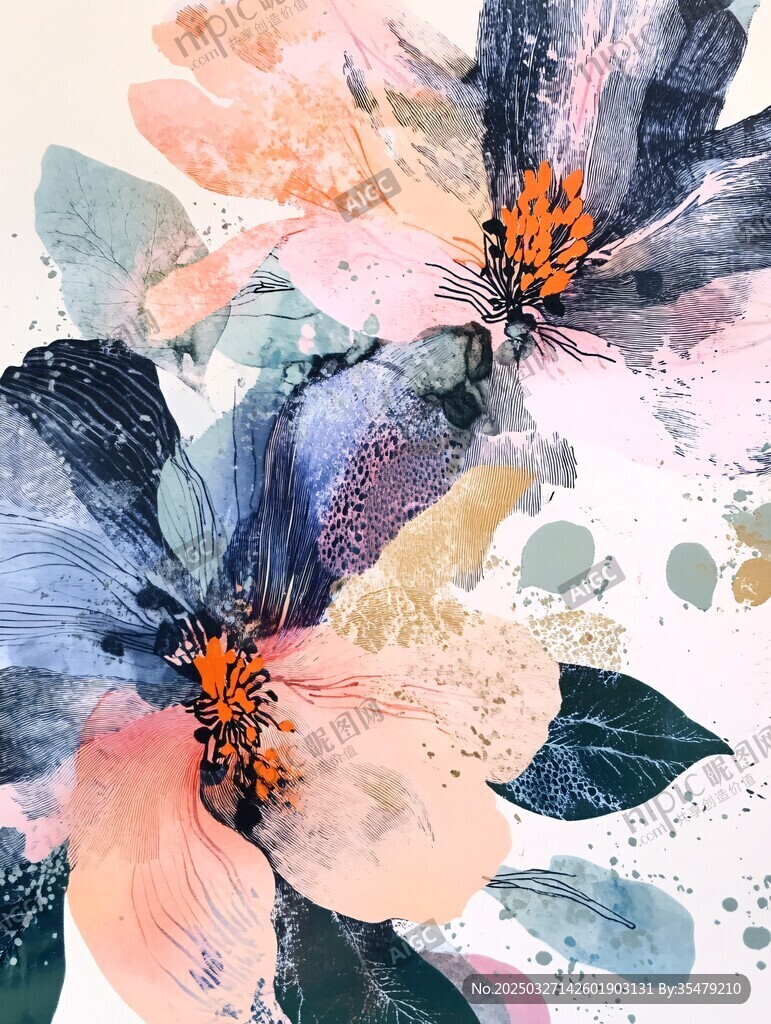 水彩花卉艺术插画作品