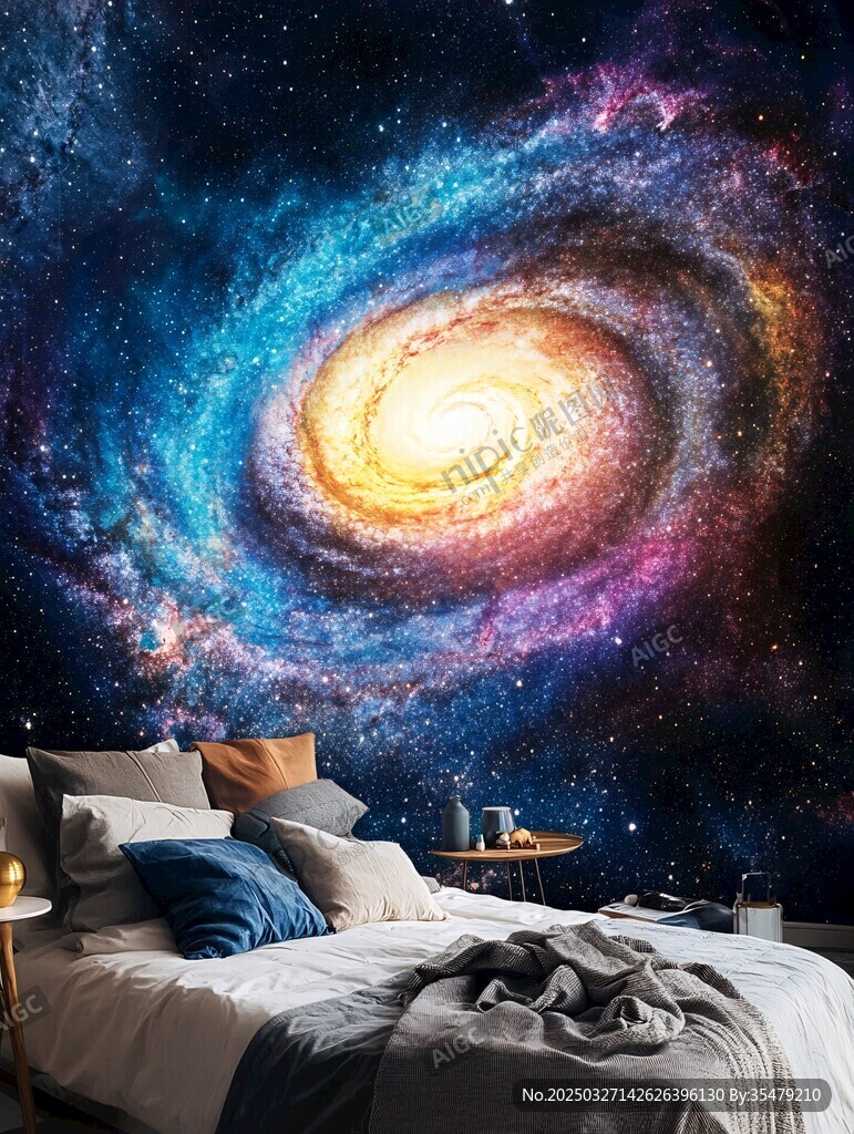 梦幻星空卧室背景墙