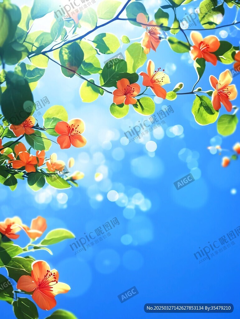 阳光下的烂漫花枝