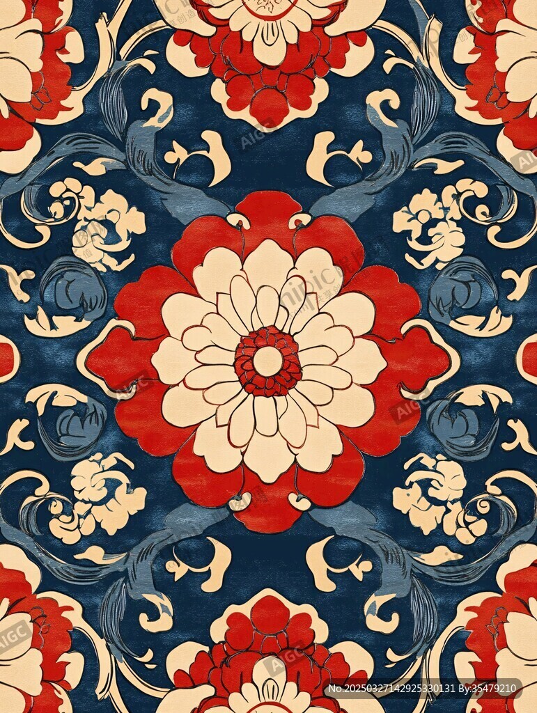 中式传统花卉纹样图案