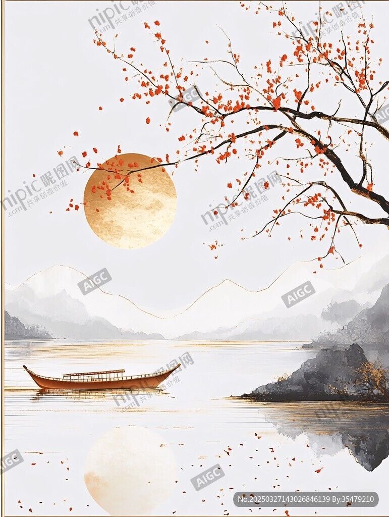秋江月夜扁舟诗意景致
