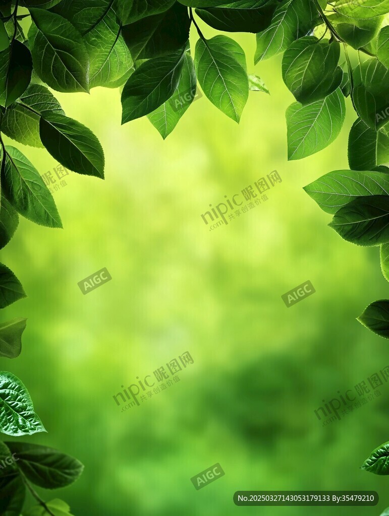 绿叶环绕的清新自然背景