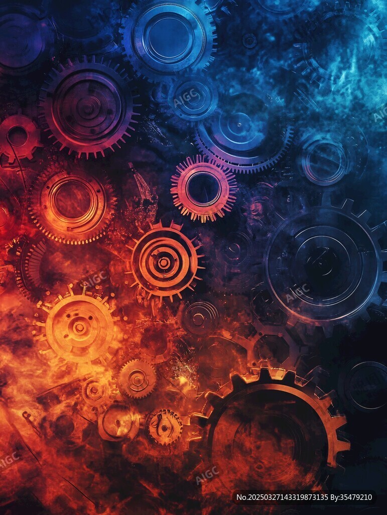 炫彩齿轮科幻风背景图