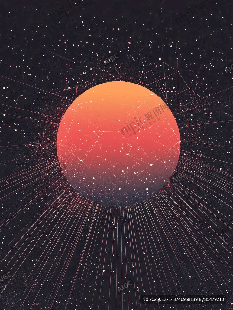 梦幻星球星空宇宙线条图