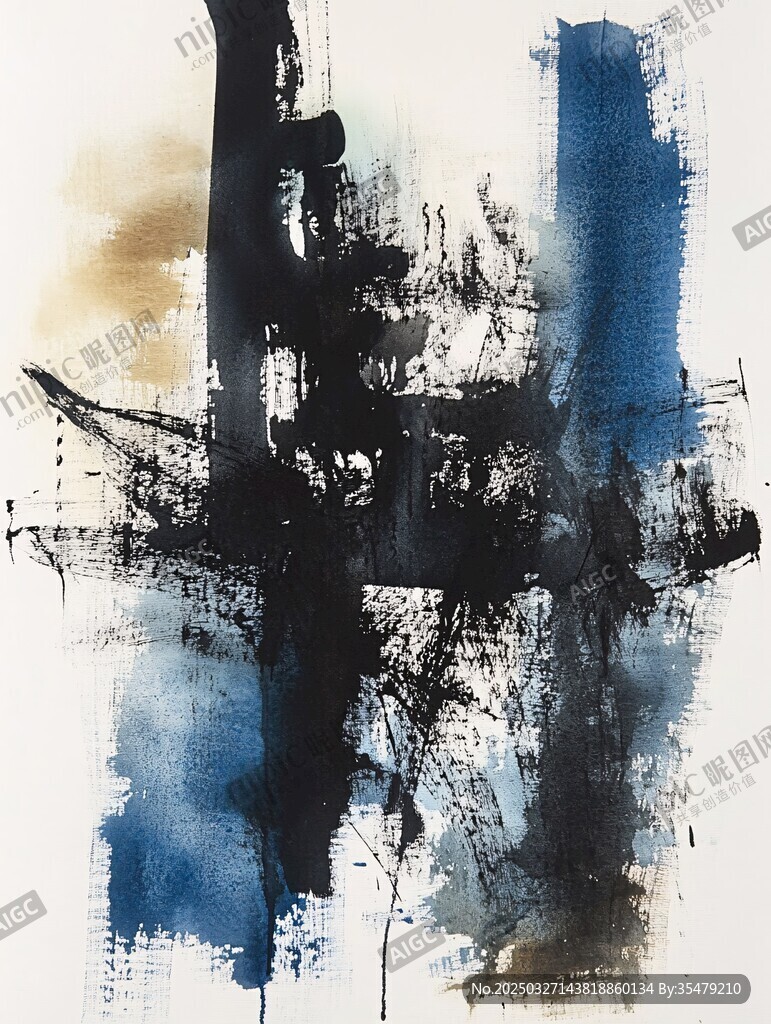 抽象水墨笔触艺术画作