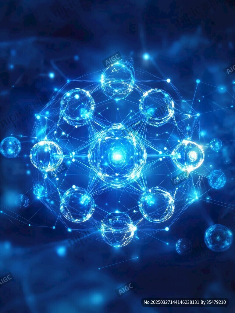 科技感分子结构发光图像