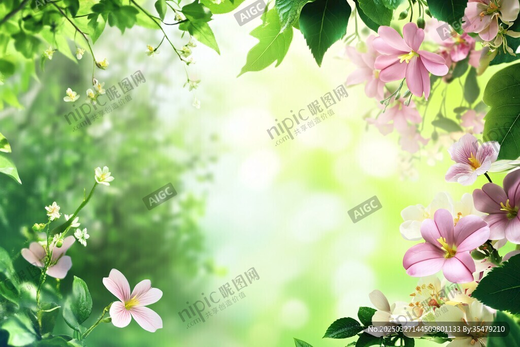春日繁花绿叶梦幻景致