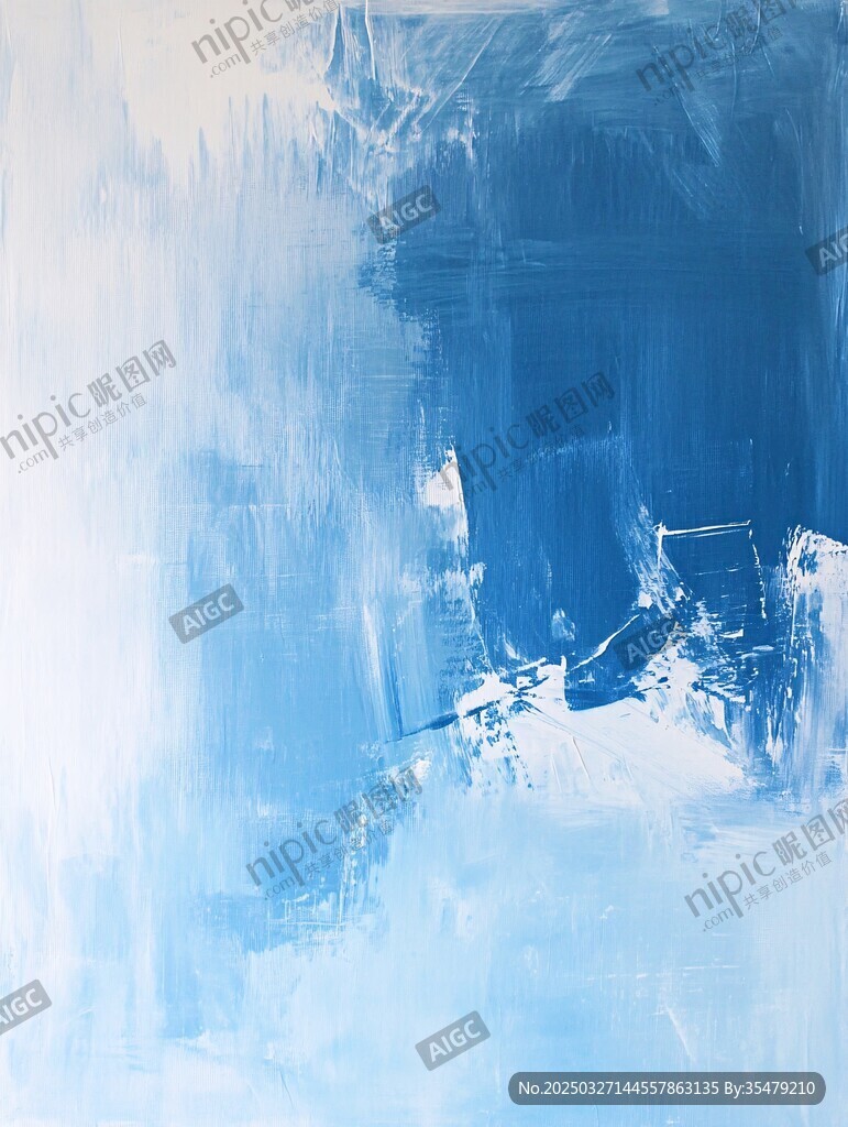 蓝色抽象艺术绘画作品