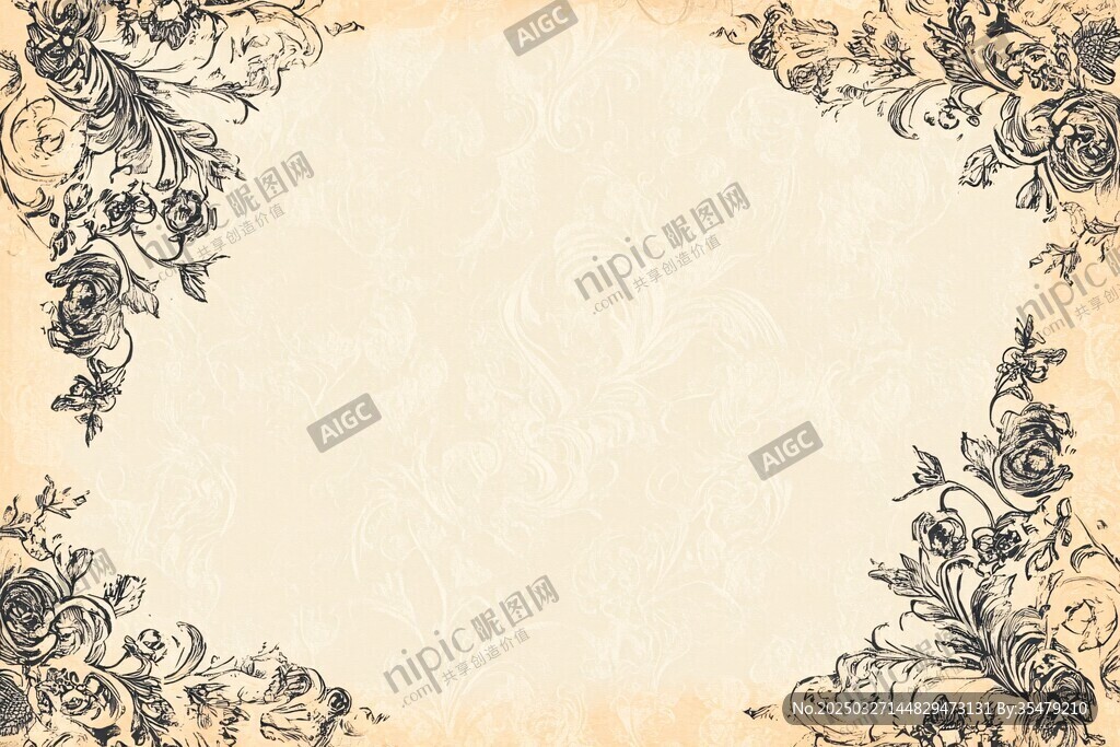 复古花卉边框背景图