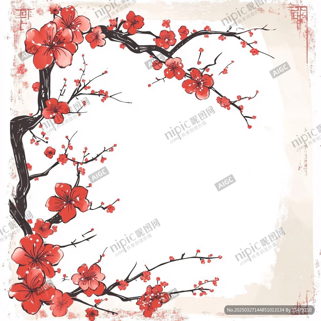 红梅图饰 中式典雅边框
