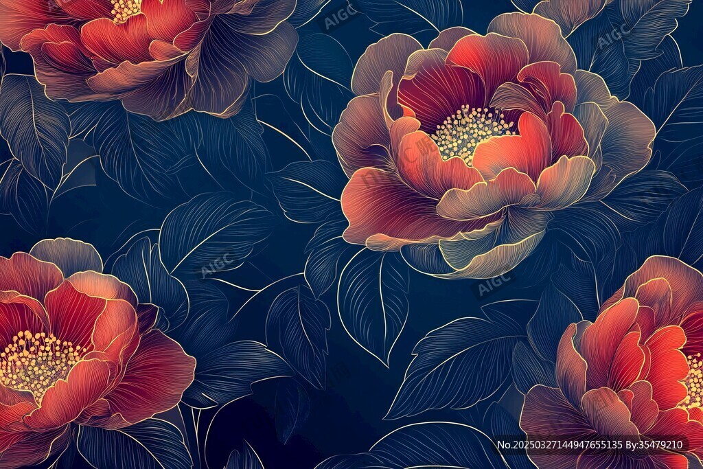 繁花似锦牡丹图案