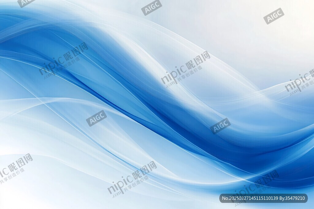 蓝色动感波浪抽象背景图