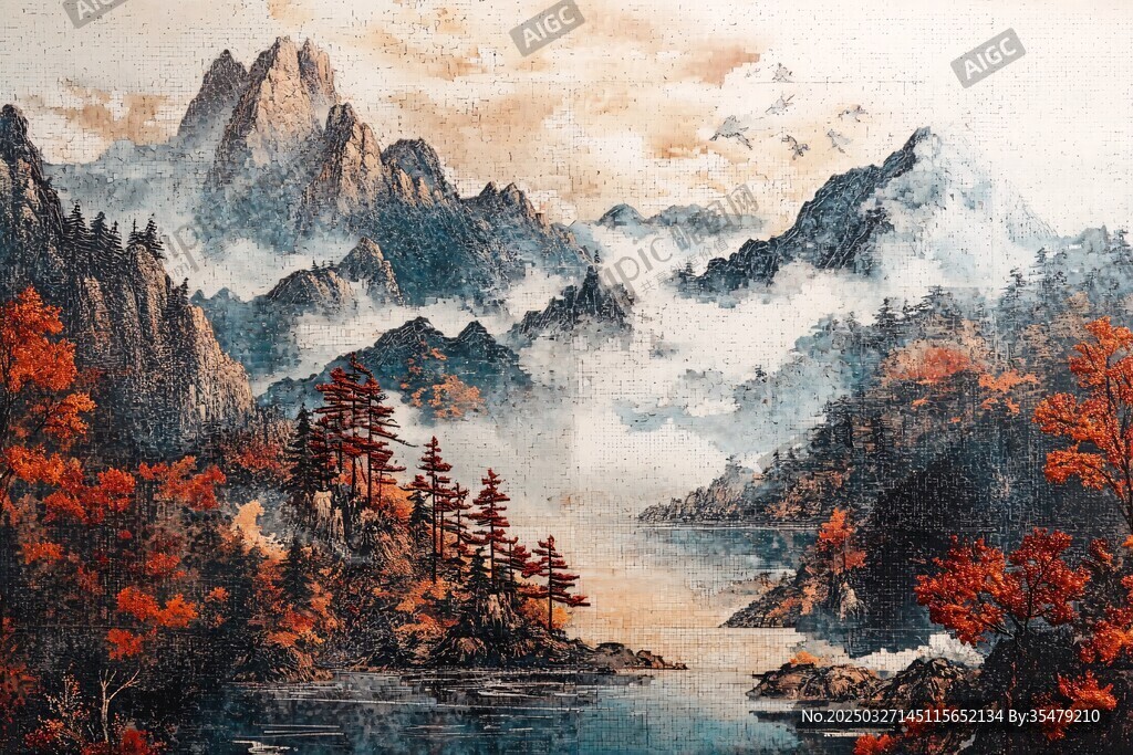 秋韵山水间的诗意景致