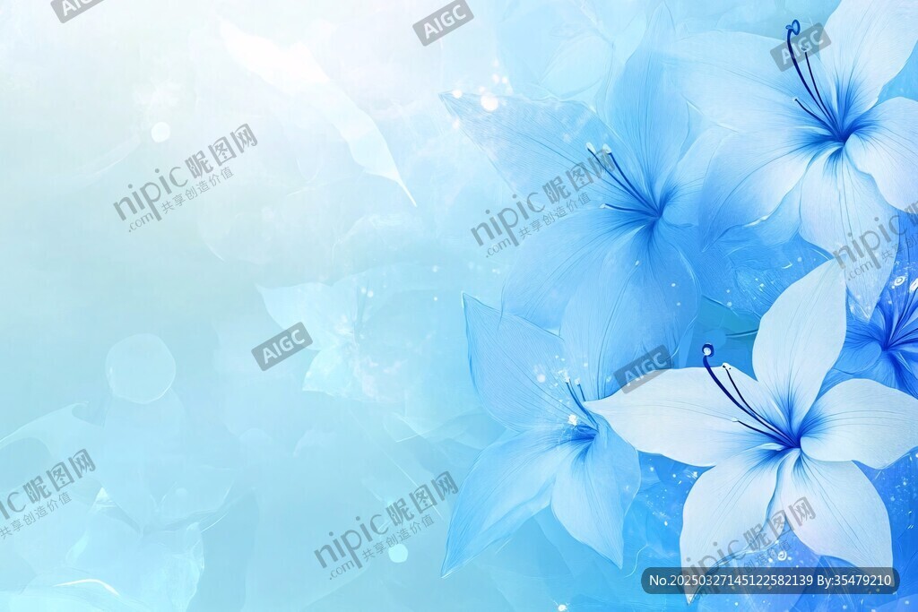 梦幻蓝花背景图