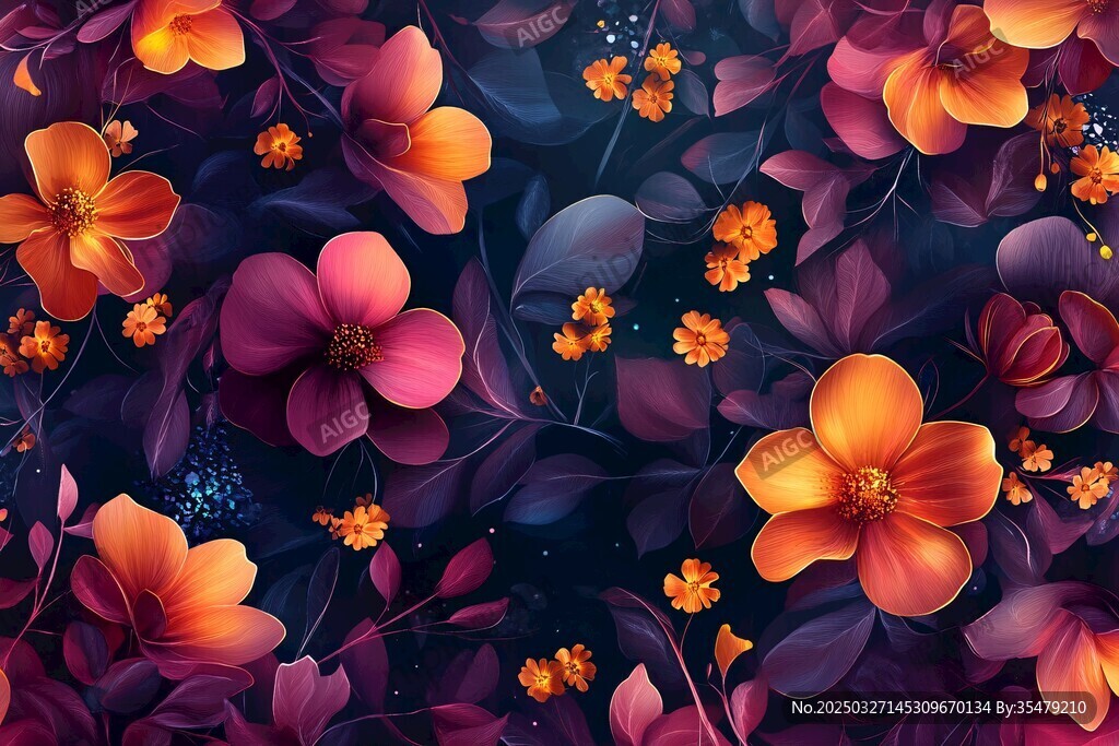 梦幻绚丽花卉背景图案
