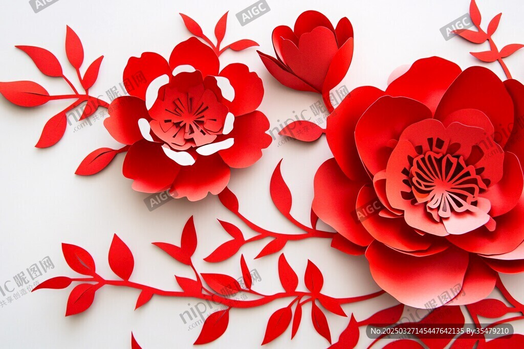 立体红纸花装饰艺术