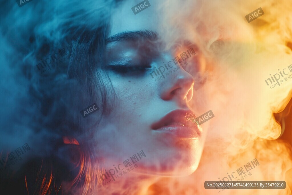 梦幻烟雾中的女性面容