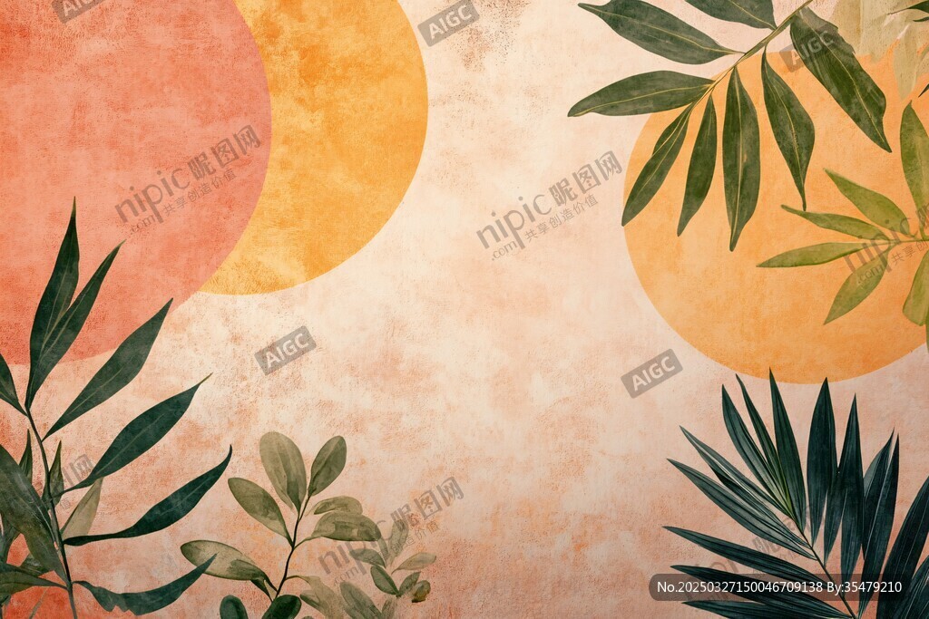热带植物装饰背景图