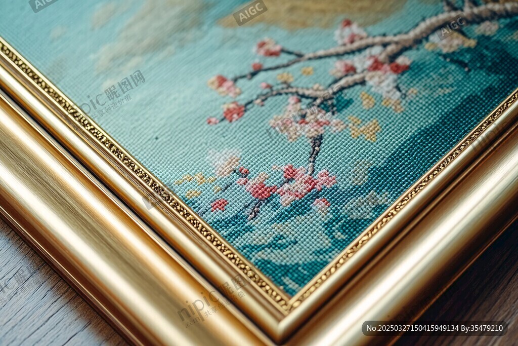 金色框中式花卉装饰画