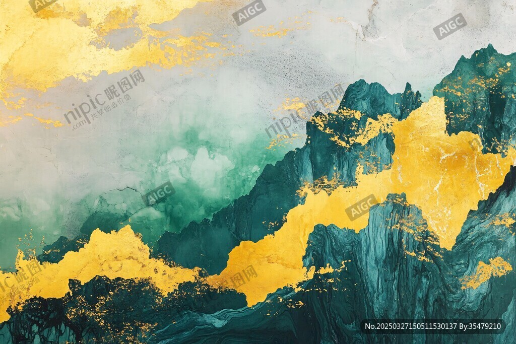 金色山峦抽象艺术画作