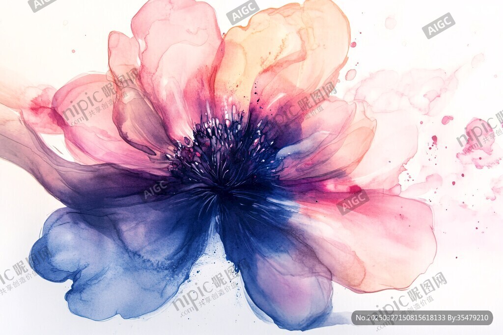 梦幻水彩花卉艺术画作