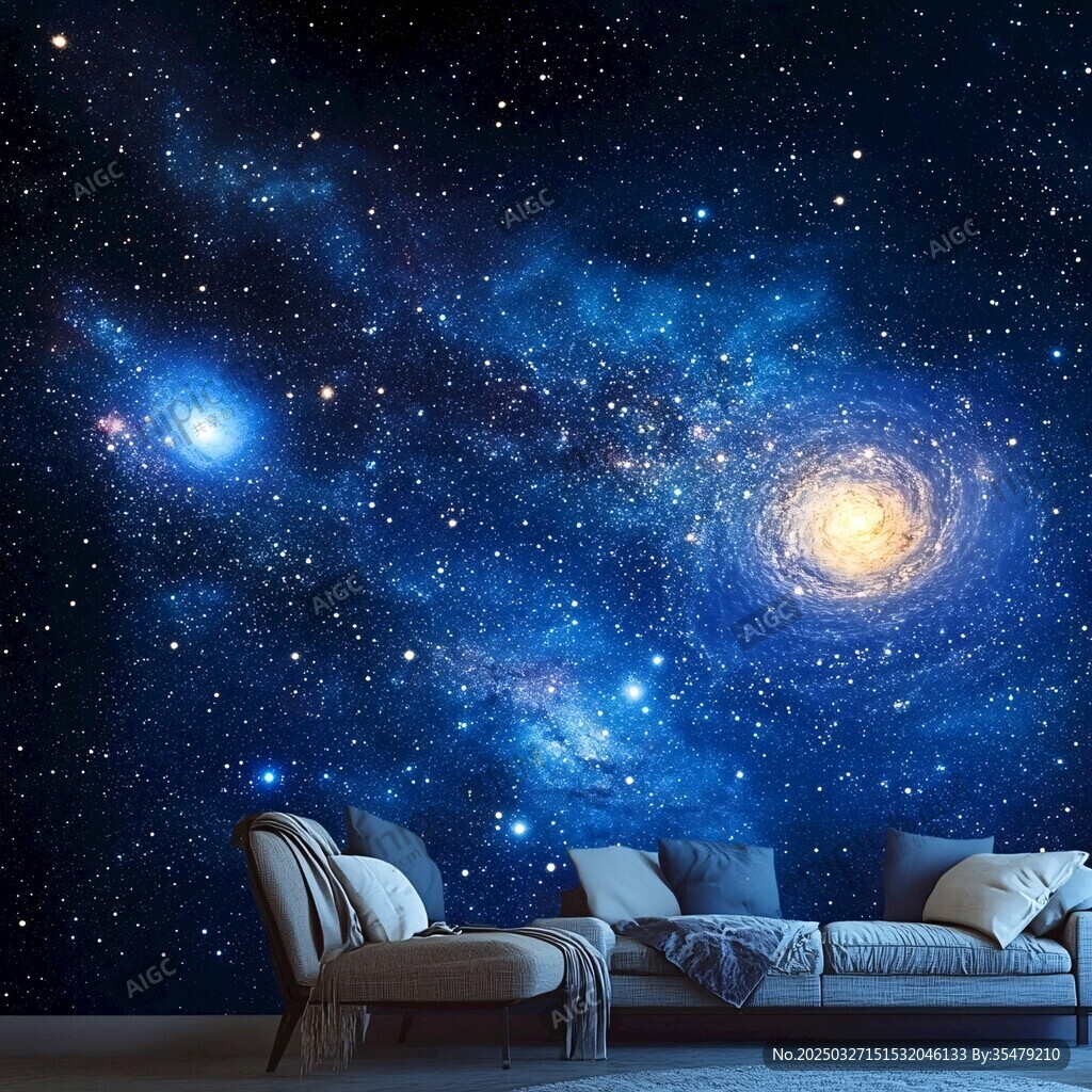 梦幻星空背景墙装饰空间
