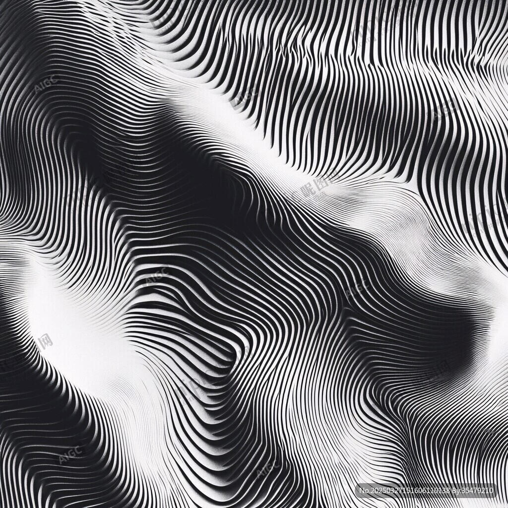 黑白波纹动感抽象图案