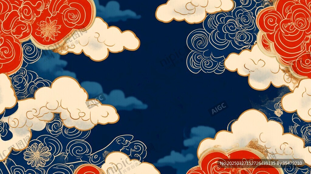 中式传统云纹祥瑞背景图