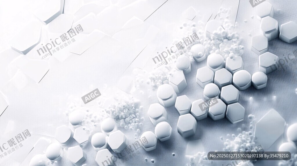 白色六边形几何抽象背景图