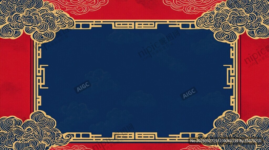 中式红金云纹边框背景图