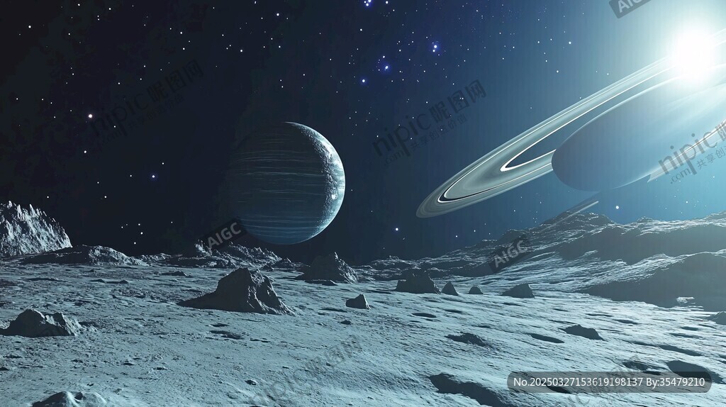 梦幻太空 行星与月球景象
