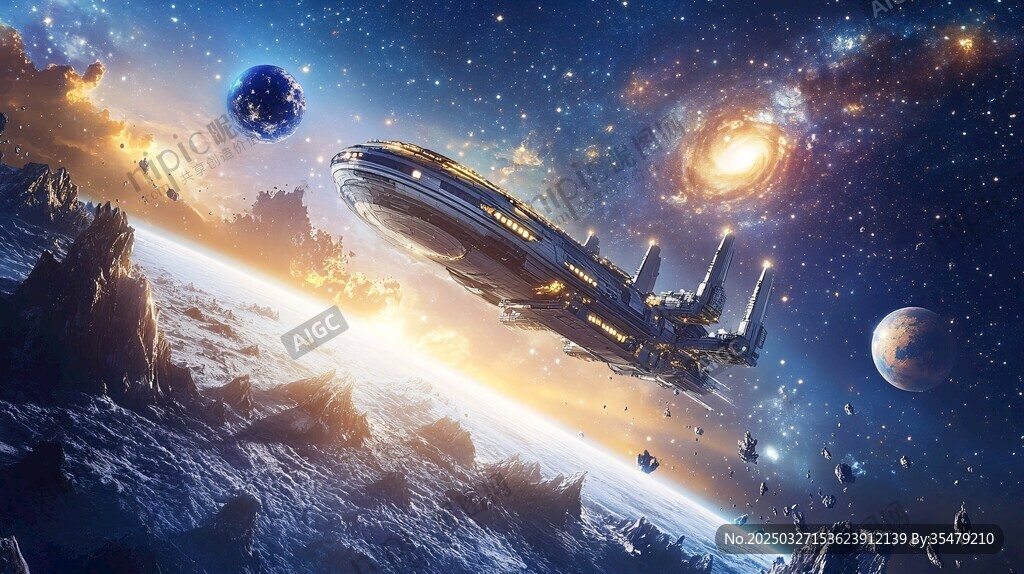 星际飞船遨游浩瀚宇宙