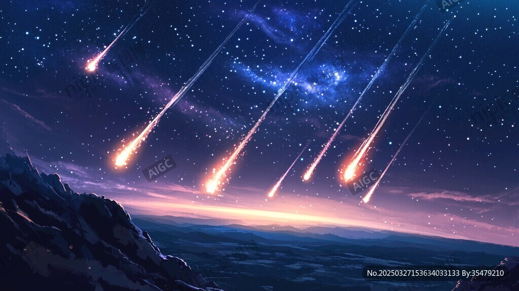 梦幻流星划过璀璨夜空