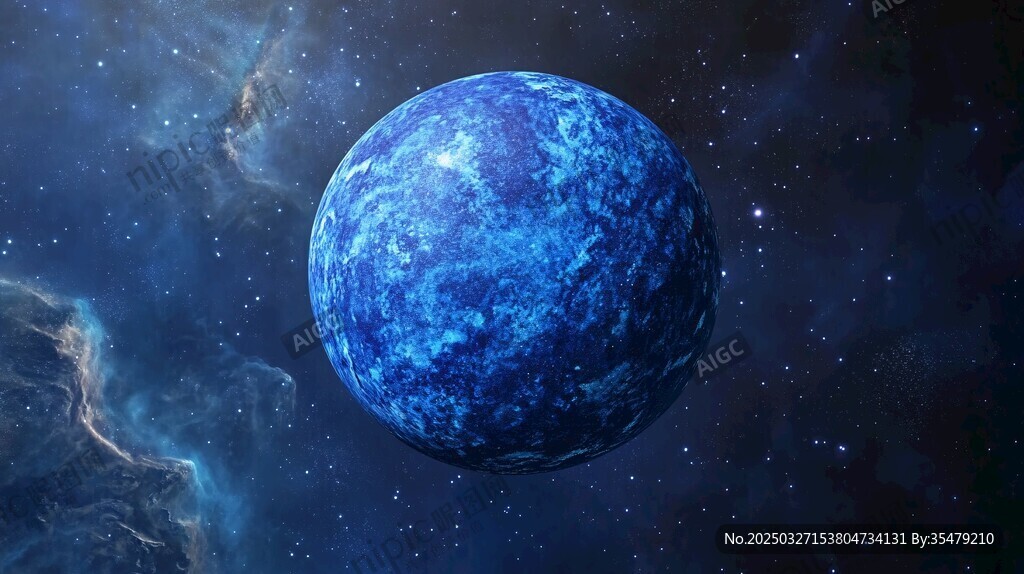 梦幻蓝色星球闪耀宇宙间