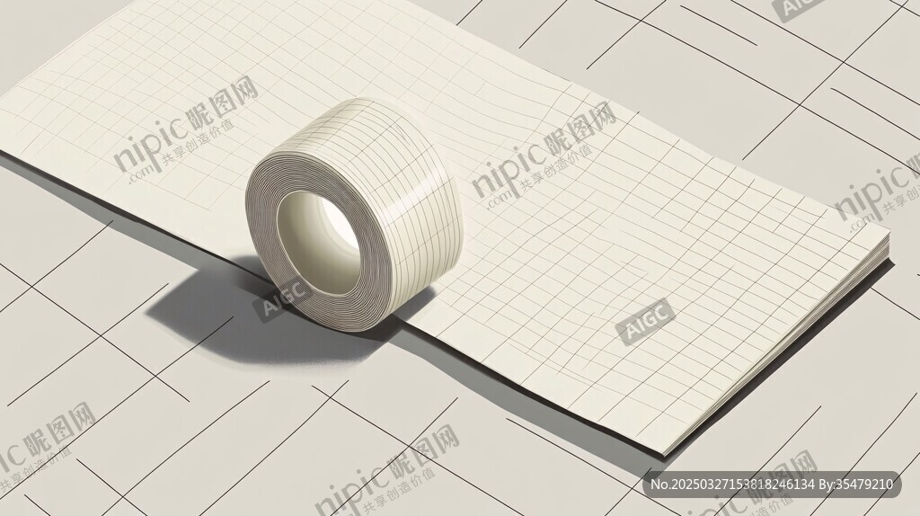 胶带与方格纸的静物组合