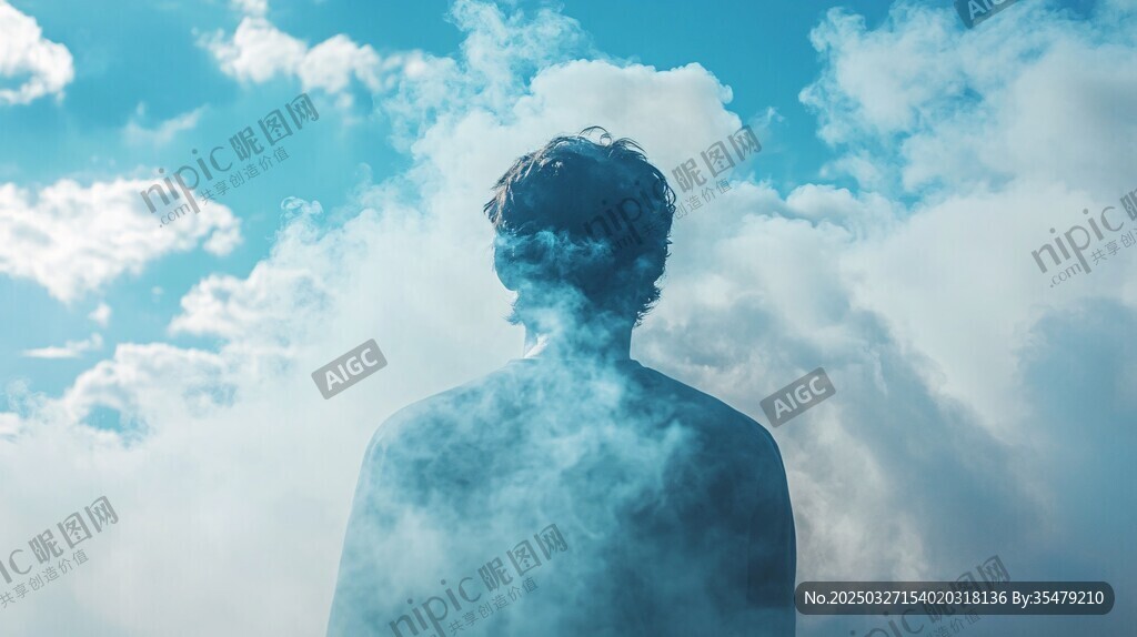 背影融入云海的神秘瞬间