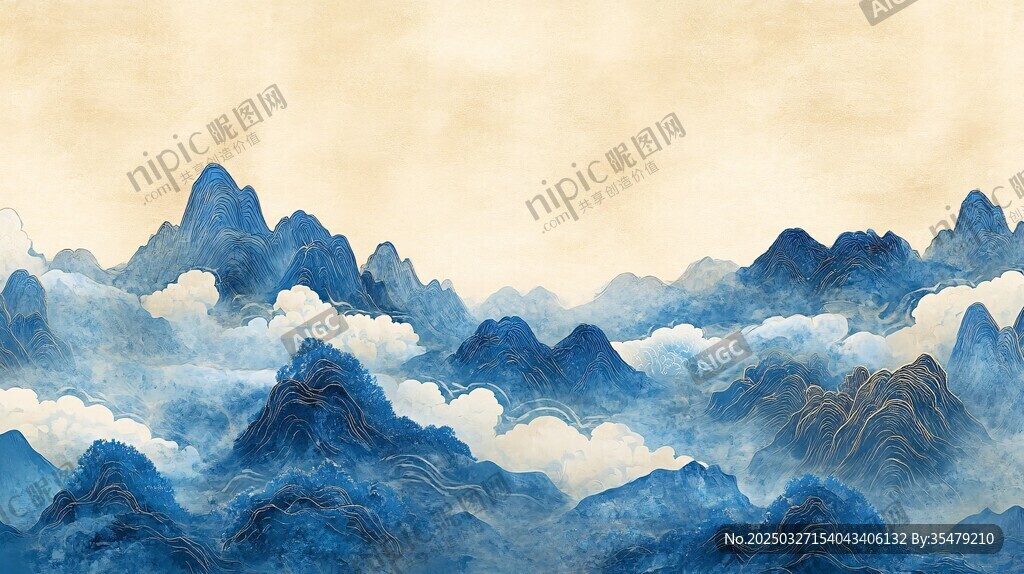 水墨云海间的壮丽山峦