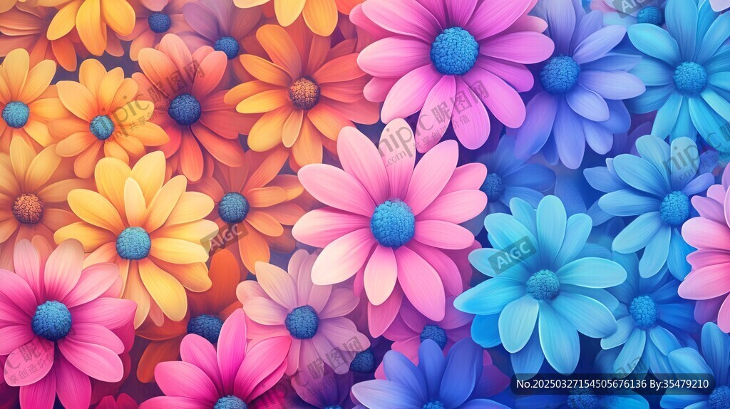 缤纷多彩花朵梦幻背景图