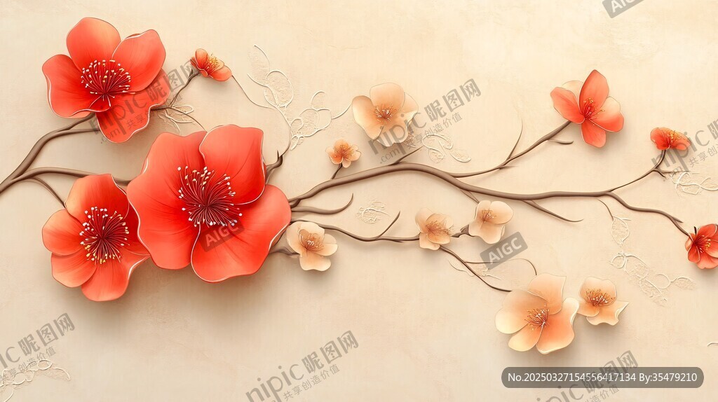 立体桃花装饰画艺术美感