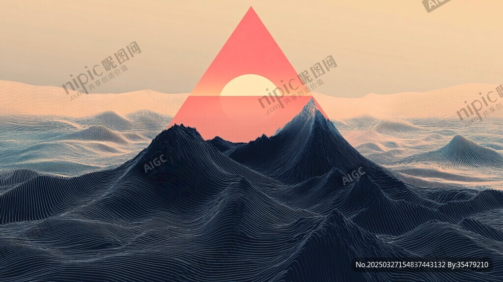 三角下的山海落日奇景
