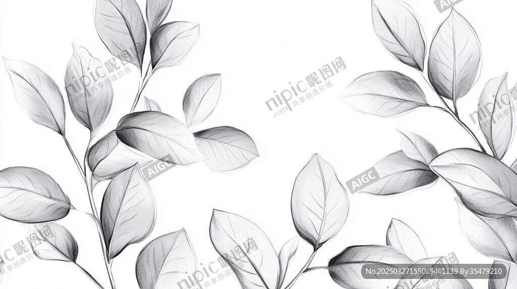 黑白树叶插画