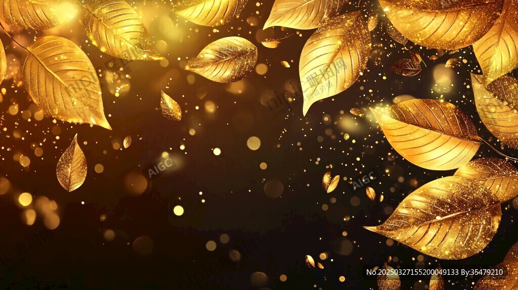 金色落叶梦幻背景图