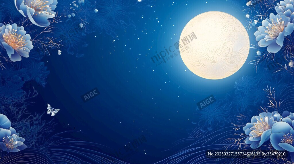 月夜繁花间的梦幻景致