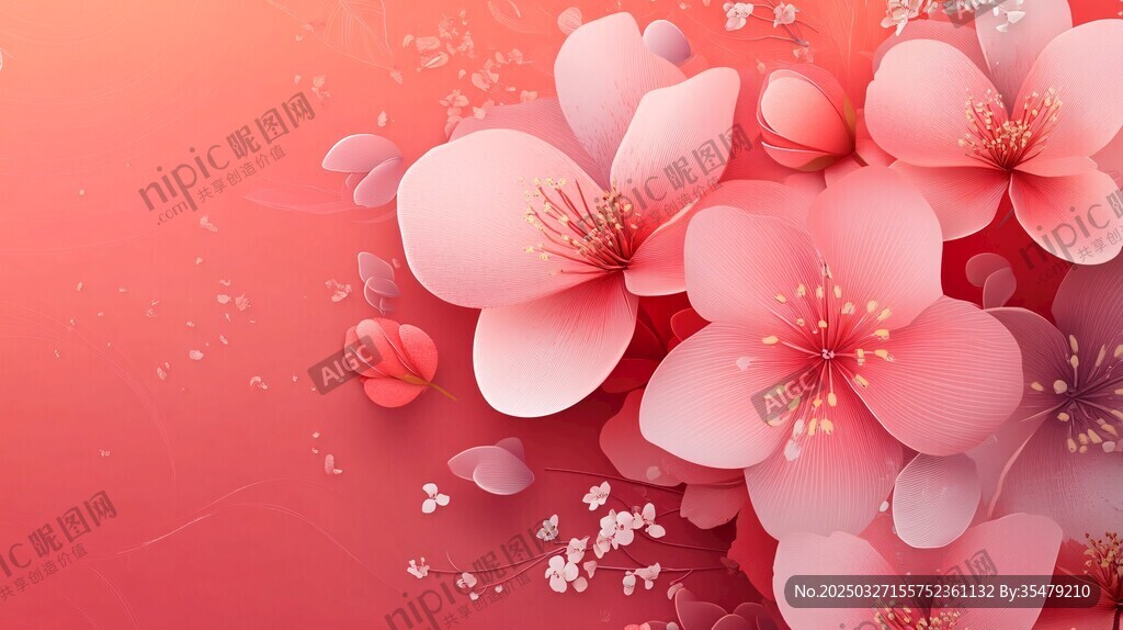 浪漫粉色樱花绽放美景
