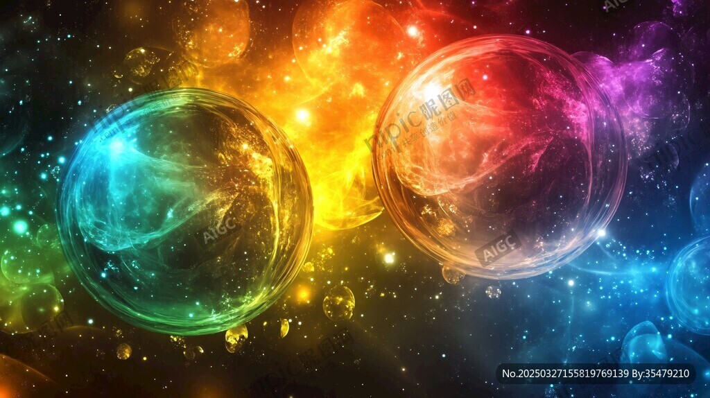 梦幻炫彩气泡宇宙背景图